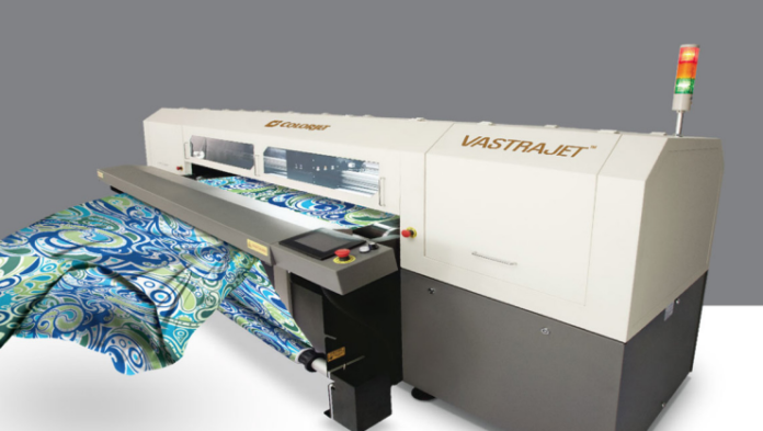 ColorJet demonstrating Vastrajet Direct To Fabric printer.